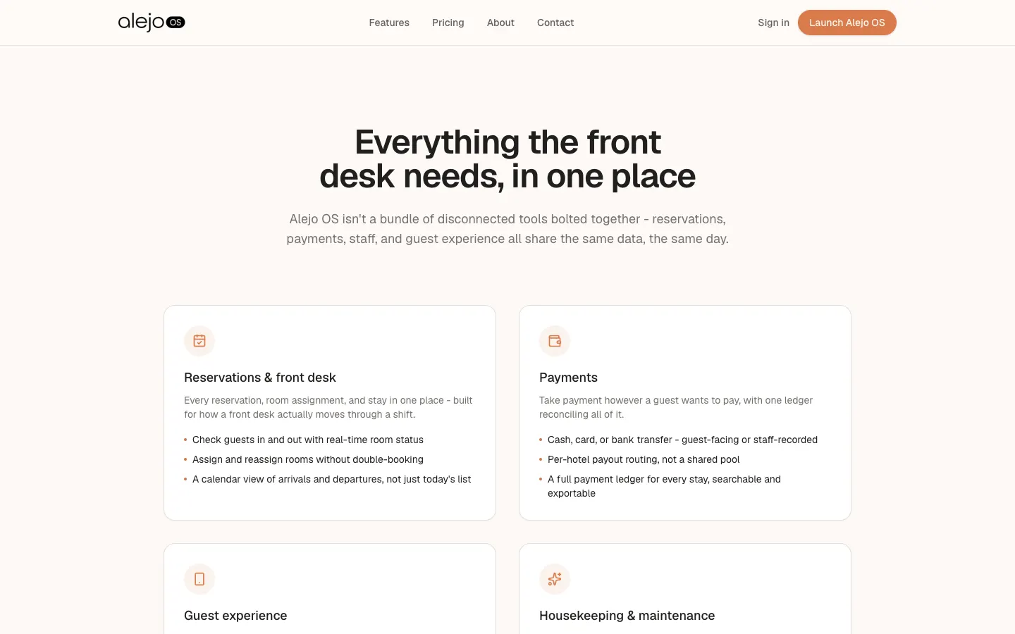 Everything the front desk needs, in one place