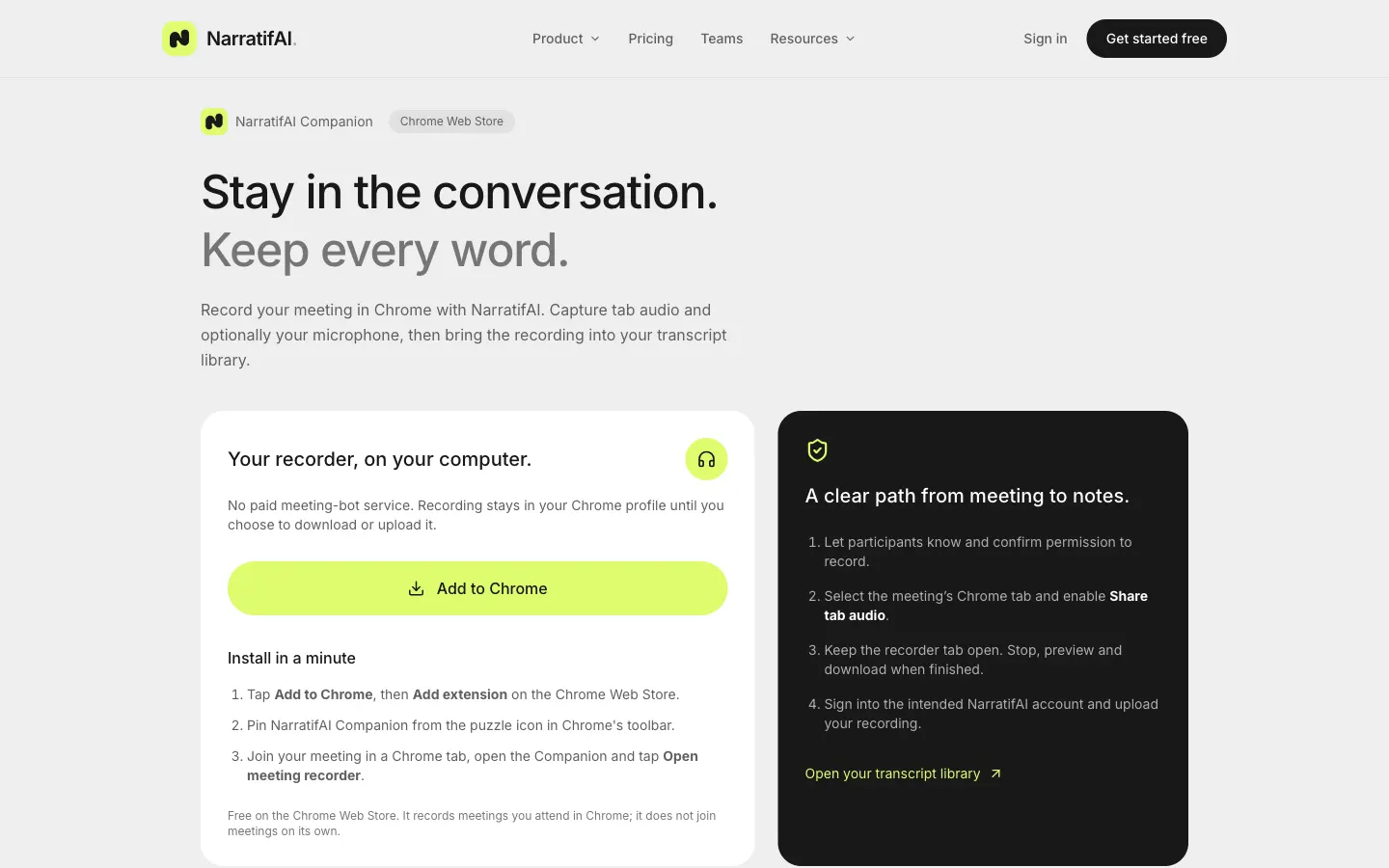 The Chrome Companion records Google Meet, Zoom and Teams calls