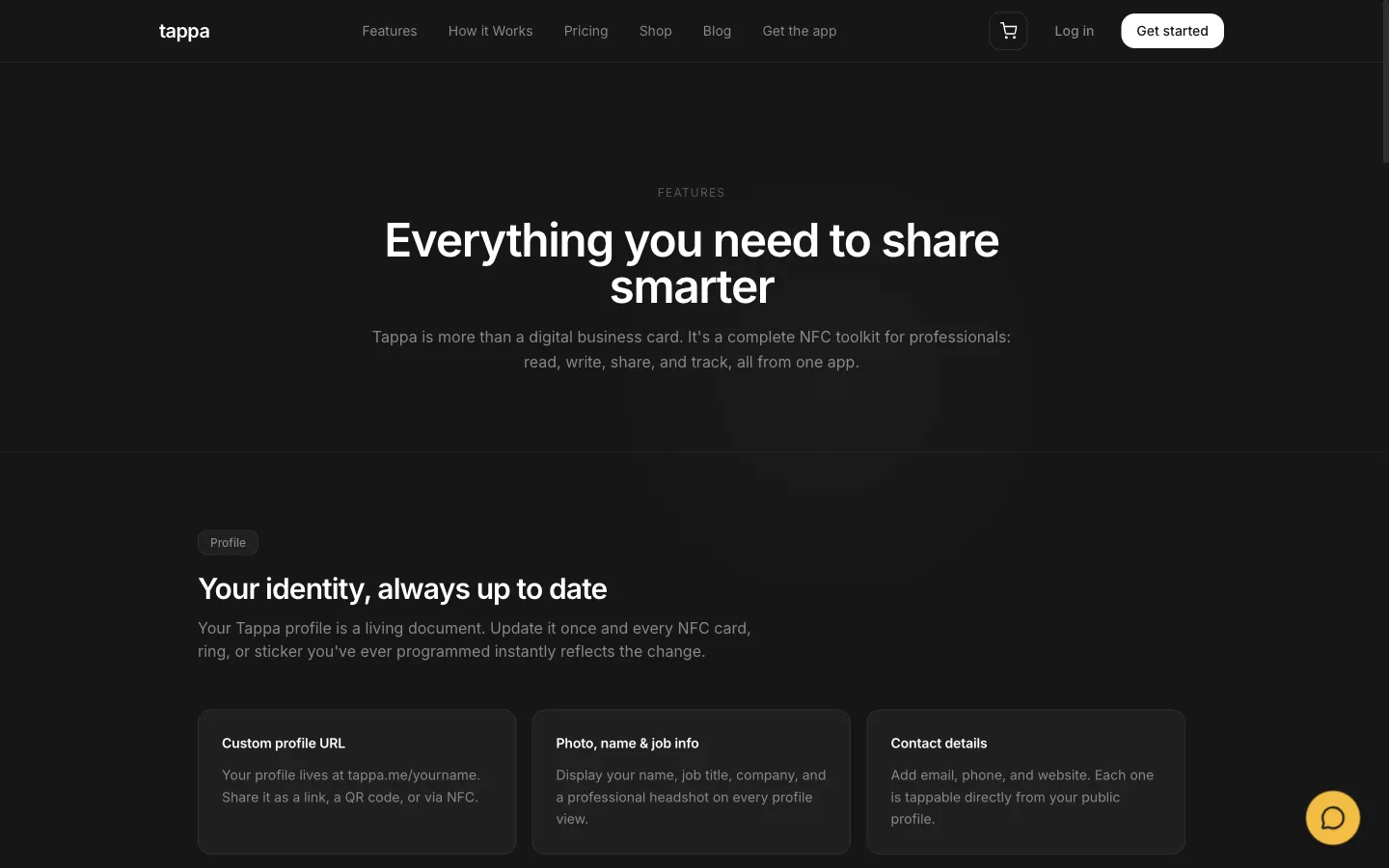 Features for writing, sharing and tracking your profile